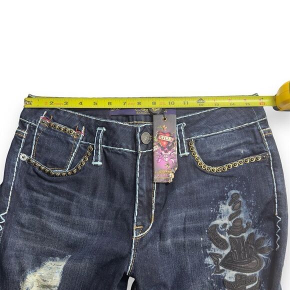 Ed Hardy Boyfriend Y2K Distressed Dagger Jeans Dark Wash Women's 29 - Picture 15 of 15